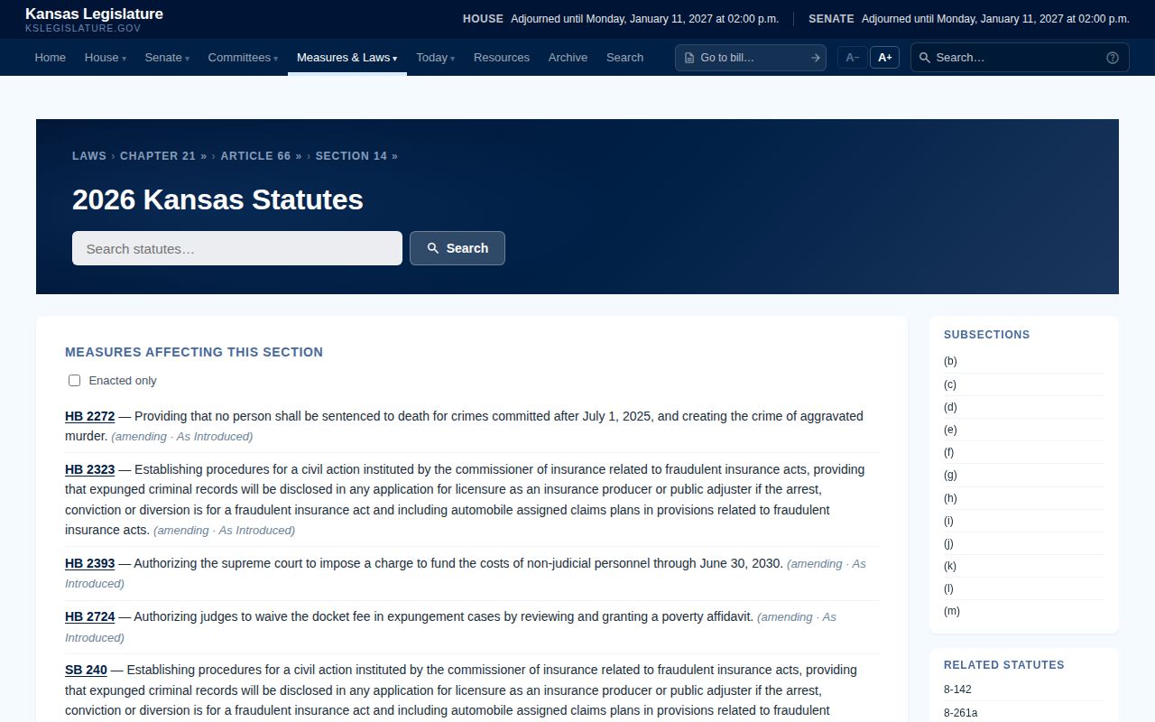Kansas expungement statute governing eligible records and court petitions